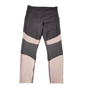 Athleta Leggings Womens Medium Salutation 7/8 Gray Pink Crop Athleisure Gym Yoga